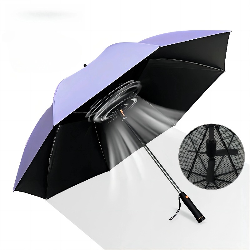 Golf Umbrella Large - مظلة Reinforcement بمقبض طويل، مروحة كهربائية،